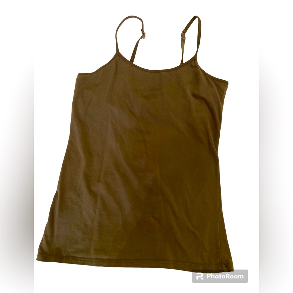 Olive Plain Cami With Bra Shelf